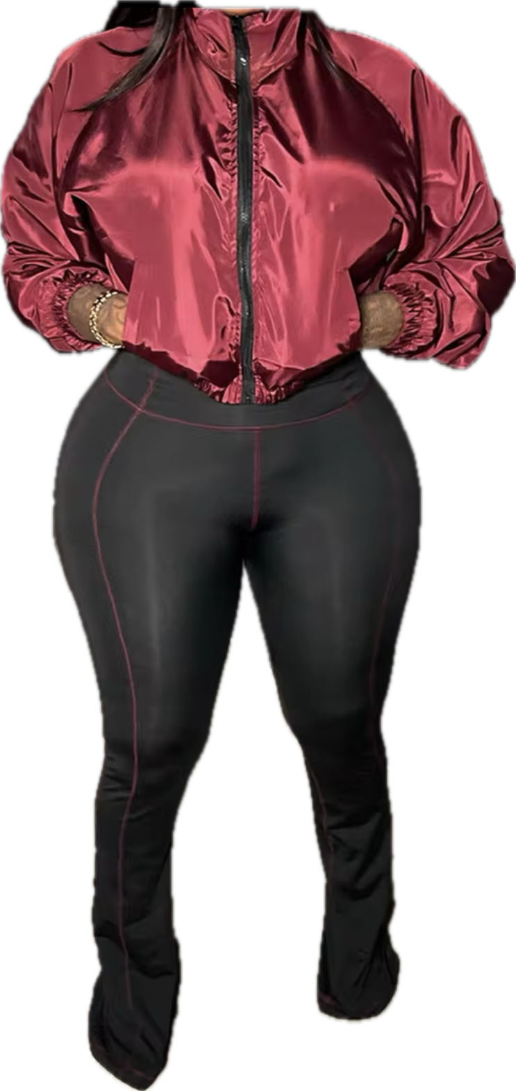 Red black pants set